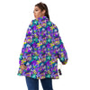 Abstract Purple Graffiti Print Pattern Women's Sherpa Jacket-grizzshop