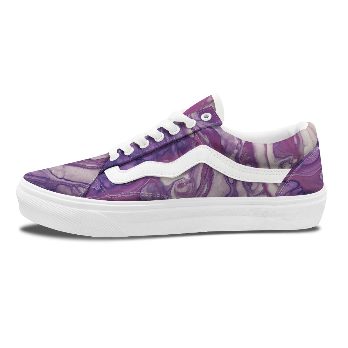 Abstract Purple Liquid Marble Print Skate Shoes-grizzshop