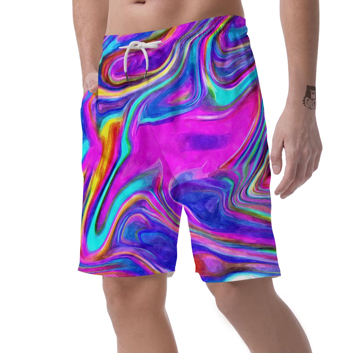 Abstract Purple Men's Shorts-grizzshop