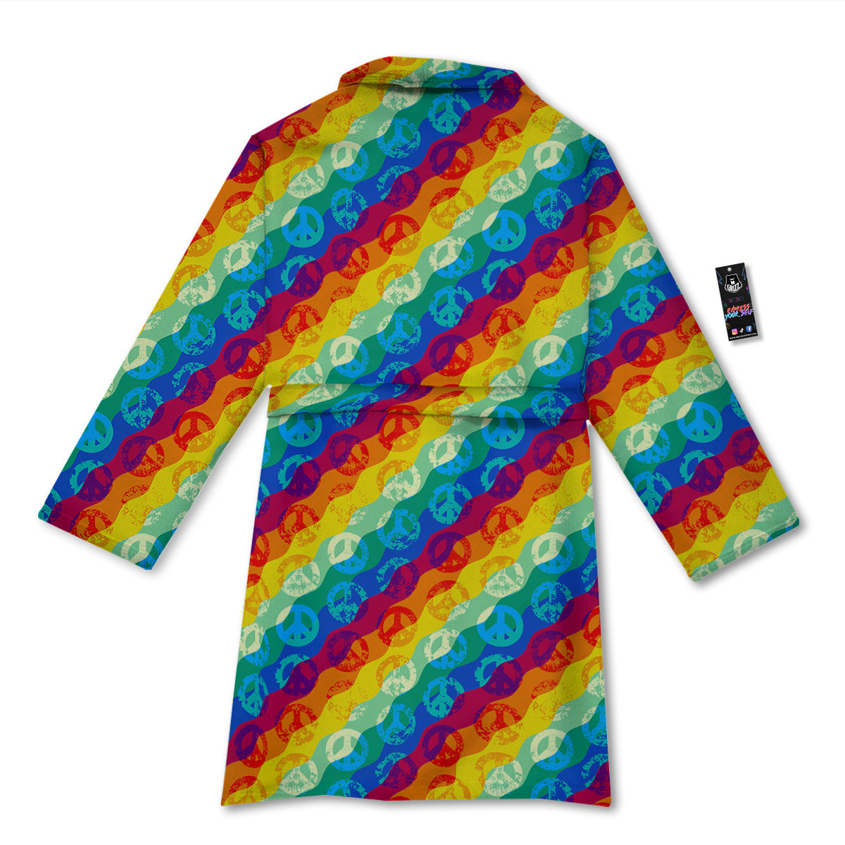 Abstract Rainbow Peace Signs And LGBT Print Pattern Bathrobe-grizzshop