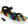 Abstract Rainbow Peace Signs And LGBT Print Pattern Black Open Toe Sandals-grizzshop