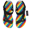 Abstract Rainbow Peace Signs And LGBT Print Pattern Black Open Toe Sandals-grizzshop