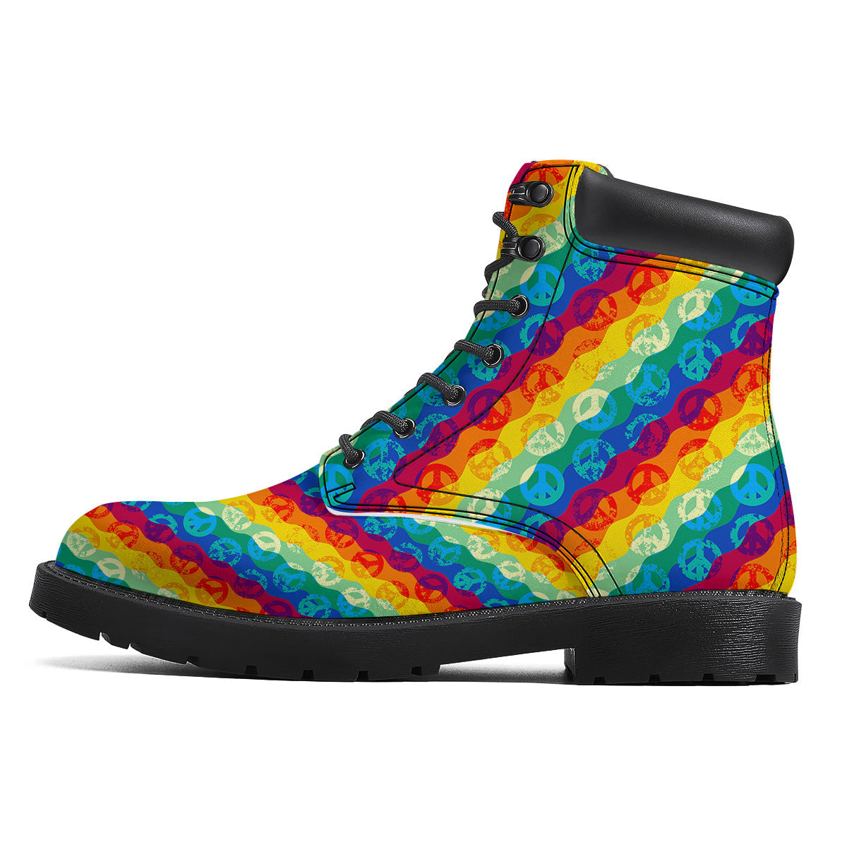 Abstract Rainbow Peace Signs And LGBT Print Pattern Boots-grizzshop