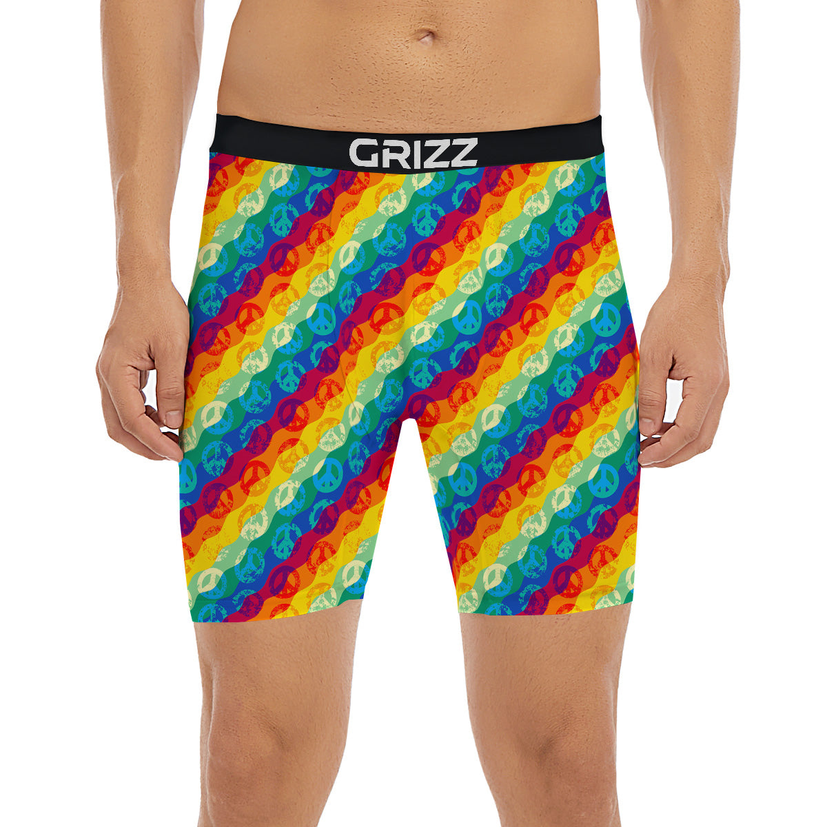 Abstract Rainbow Peace Signs And LGBT Print Pattern Boxer Briefs-grizzshop