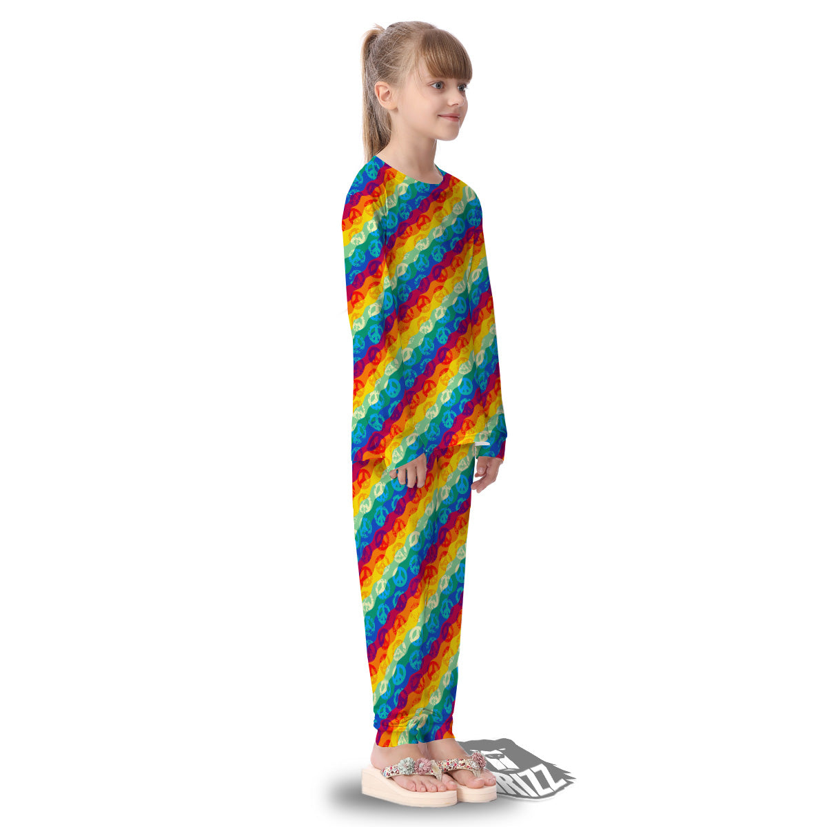 Abstract Rainbow Peace Signs And LGBT Print Pattern Kid's Pajamas-grizzshop
