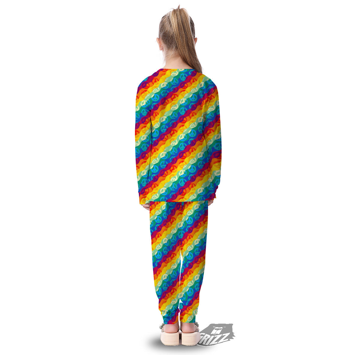Abstract Rainbow Peace Signs And LGBT Print Pattern Kid's Pajamas-grizzshop