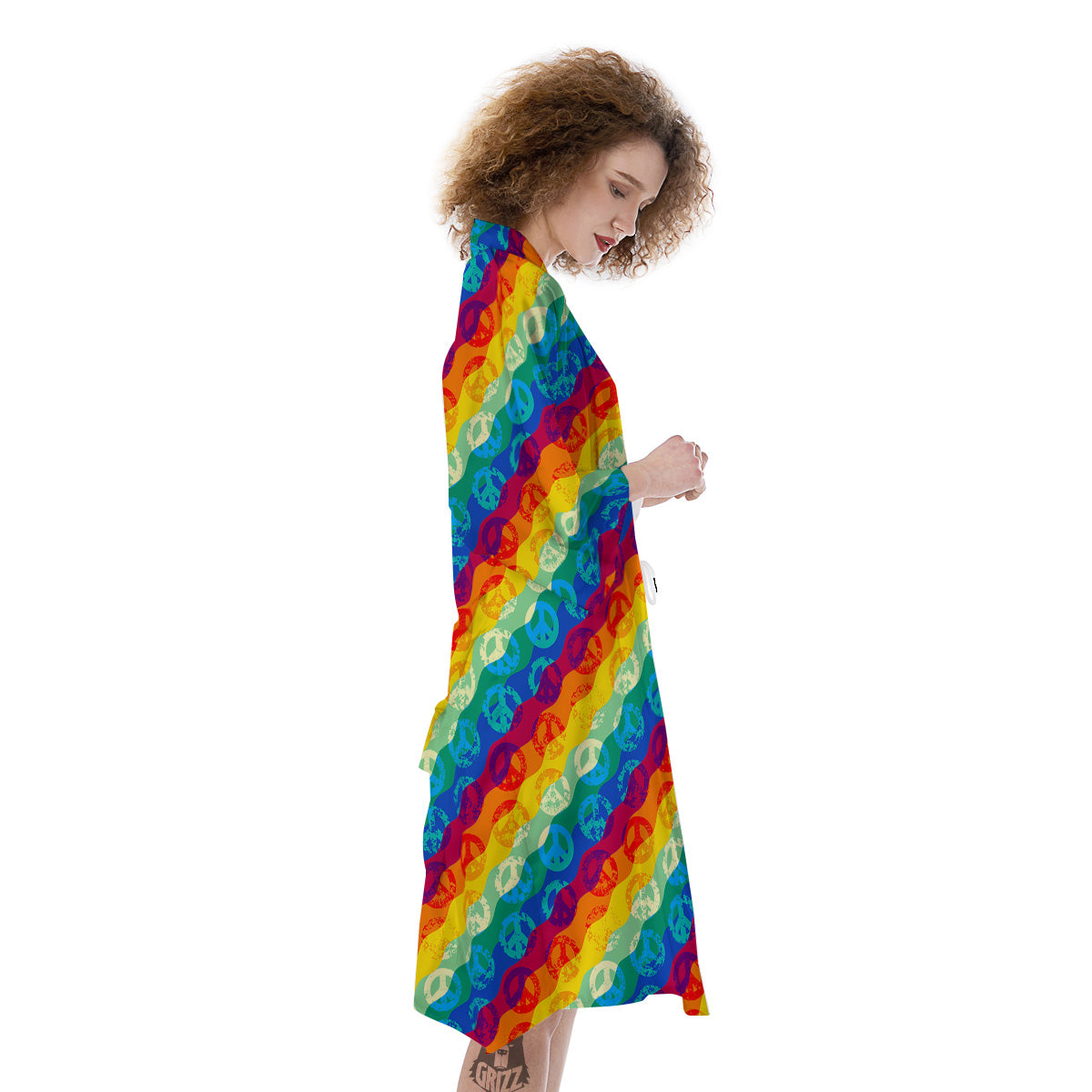 Abstract Rainbow Peace Signs And LGBT Print Pattern Kimono-grizzshop