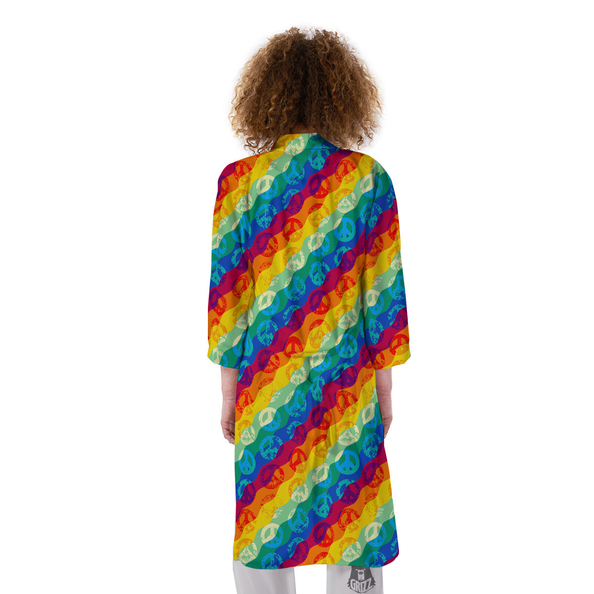 Abstract Rainbow Peace Signs And LGBT Print Pattern Kimono-grizzshop