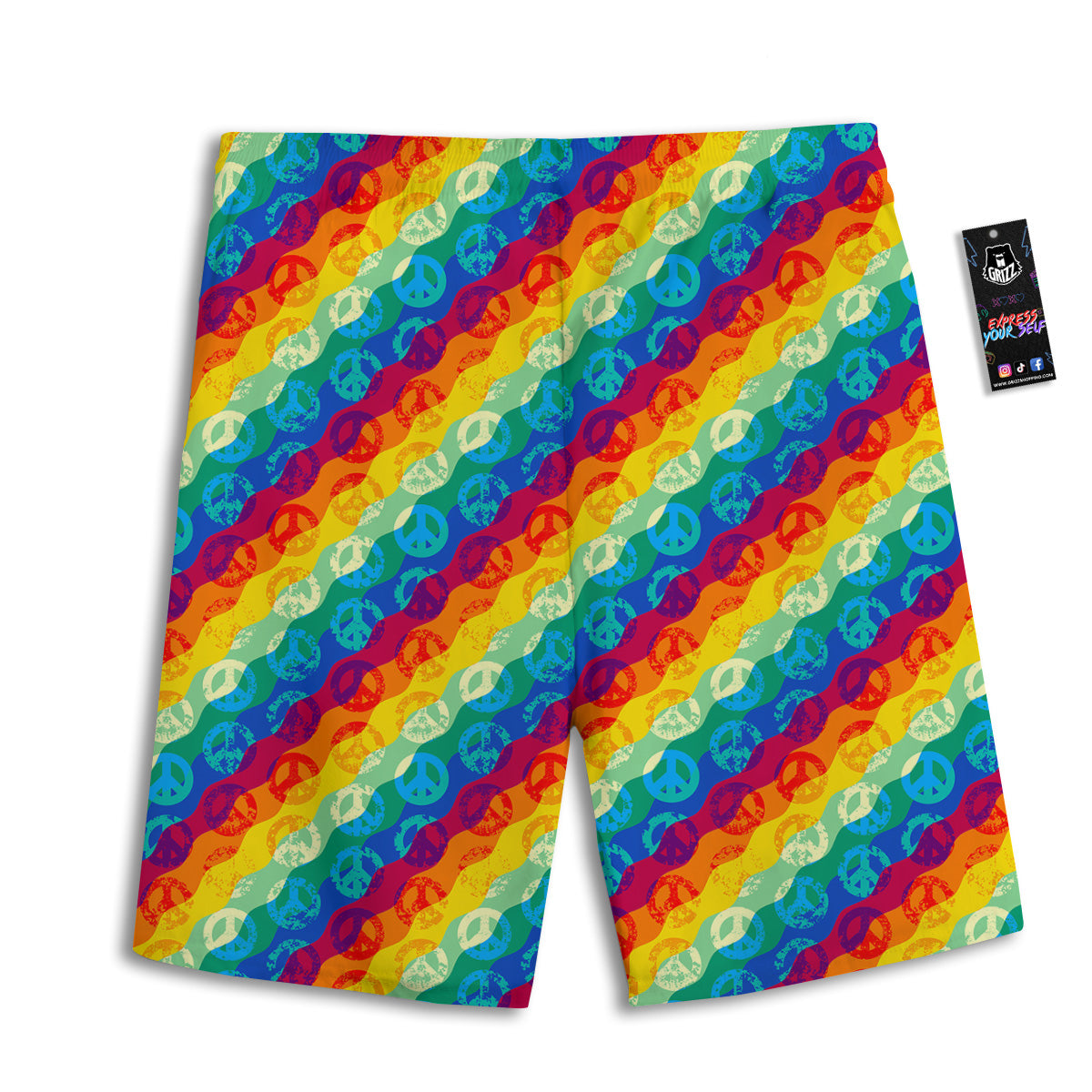 Abstract Rainbow Peace Signs And LGBT Print Pattern Men's Athletic Shorts