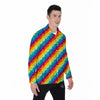 Abstract Rainbow Peace Signs And LGBT Print Pattern Men's Long Sleeve Shirts-grizzshop