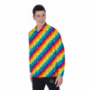 Abstract Rainbow Peace Signs And LGBT Print Pattern Men's Long Sleeve Shirts-grizzshop