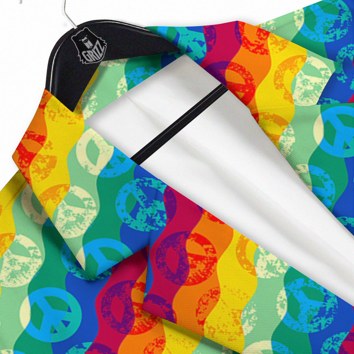 Abstract Rainbow Peace Signs And LGBT Print Pattern Men's Sport Coat-grizzshop