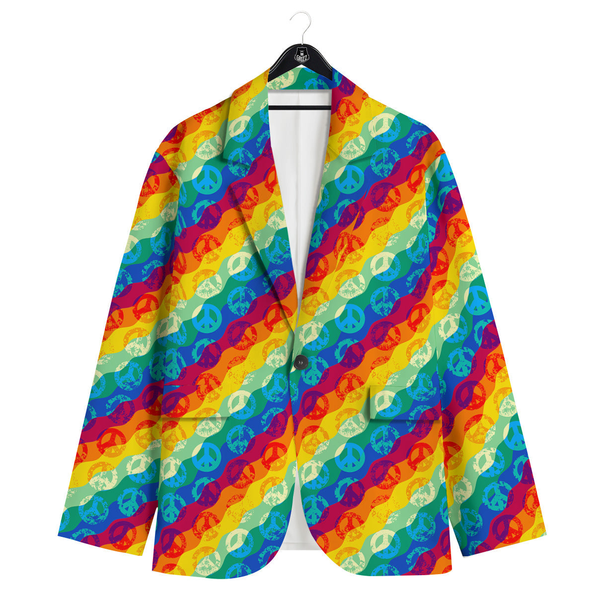 Abstract Rainbow Peace Signs And LGBT Print Pattern Men's Sport Coat-grizzshop