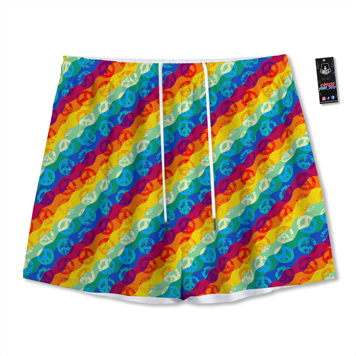 Balloon And Cute Panda Print Pattern Mesh Shorts