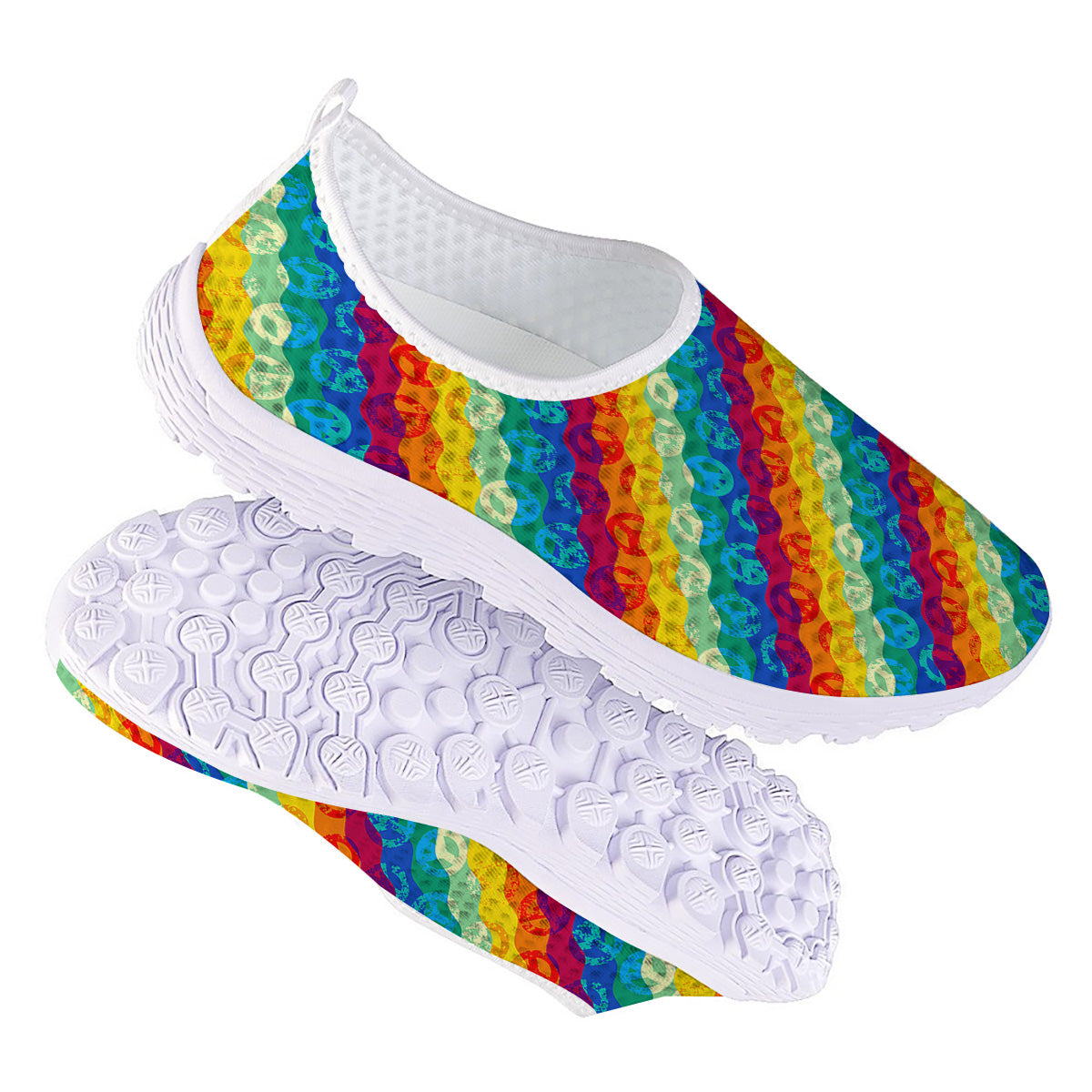 Abstract Rainbow Peace Signs And LGBT Print Pattern Nurse Shoes-grizzshop