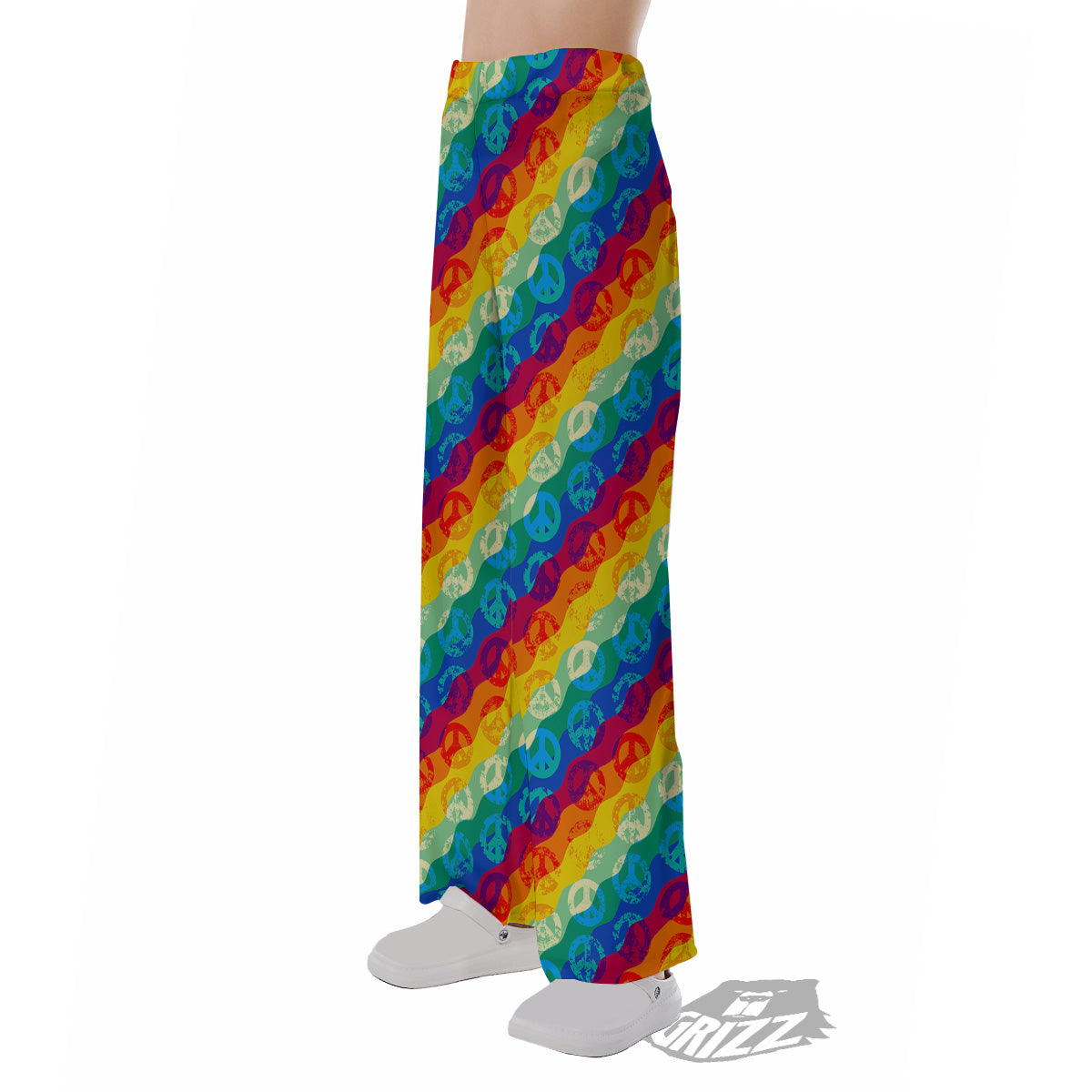 Abstract Rainbow Peace Signs And LGBT Print Pattern Pajama Pants-grizzshop