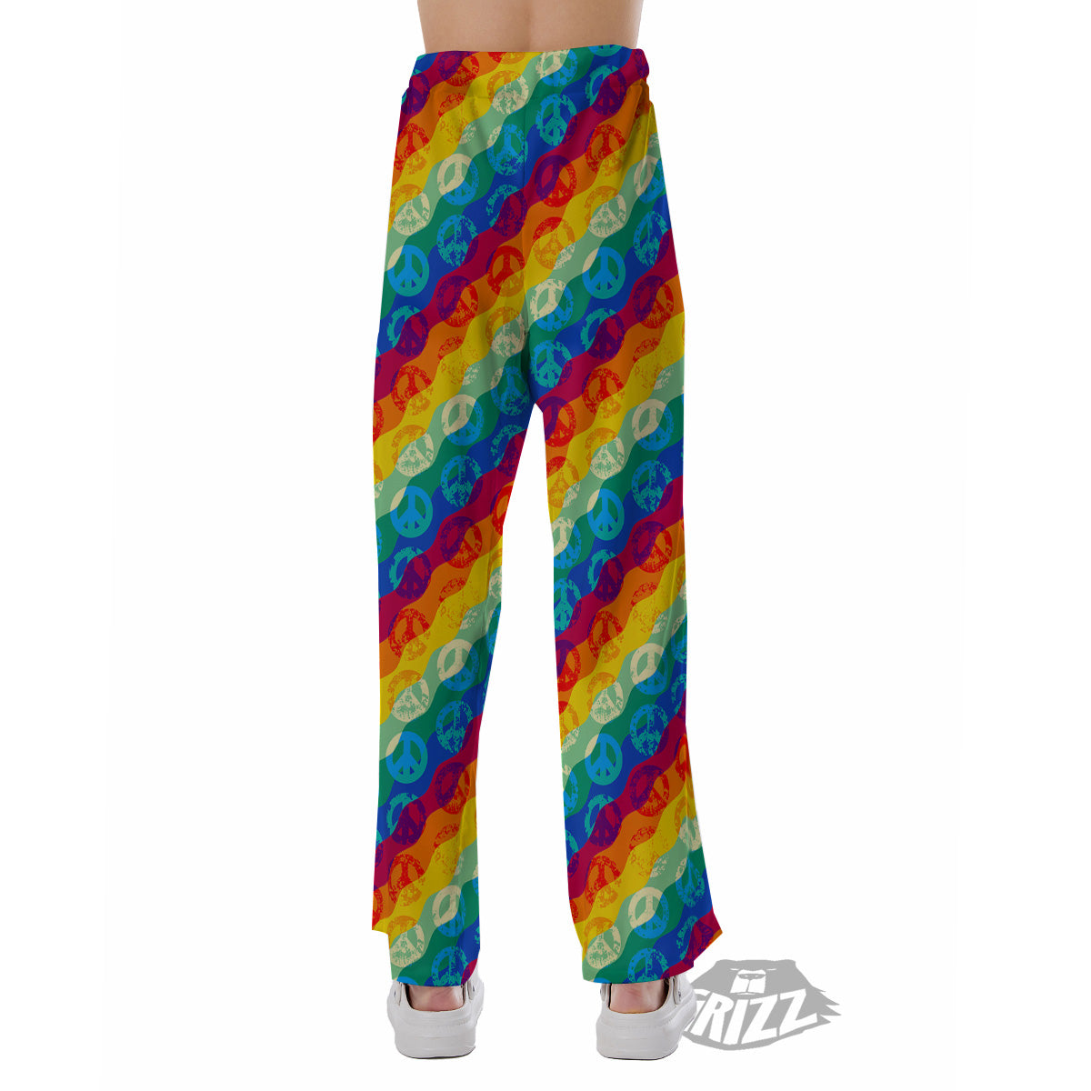 Abstract Rainbow Peace Signs And LGBT Print Pattern Pajama Pants-grizzshop