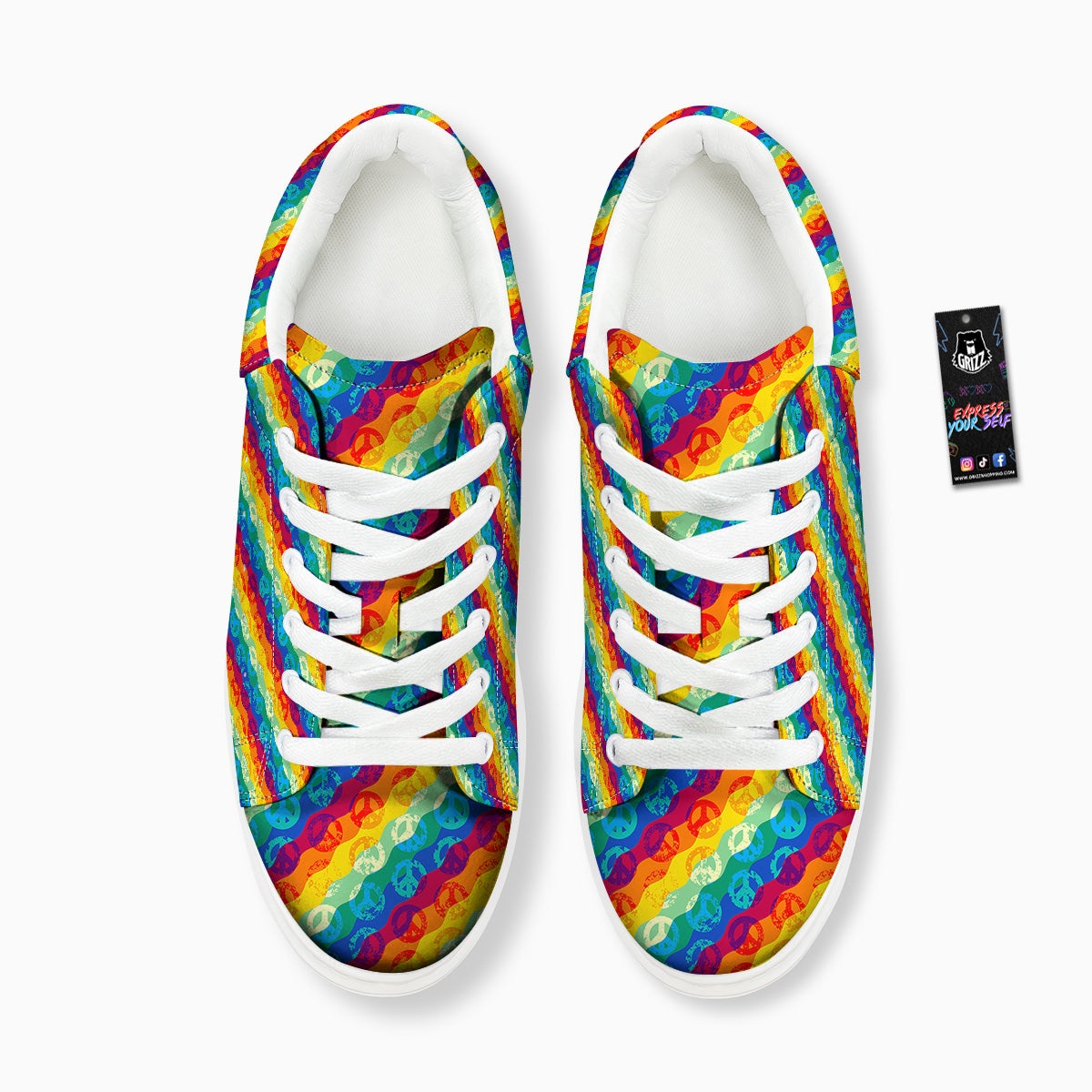 Abstract Rainbow Peace Signs And LGBT Print Pattern Platform Shoes-grizzshop