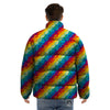 Abstract Rainbow Peace Signs And LGBT Print Pattern Puffer Jacket-grizzshop