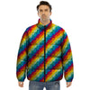 Abstract Rainbow Peace Signs And LGBT Print Pattern Puffer Jacket-grizzshop