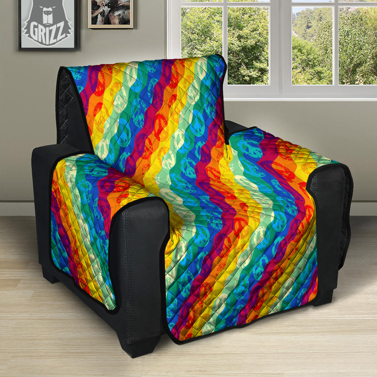 Abstract Rainbow Peace Signs And LGBT Print Pattern Recliner Protector-grizzshop