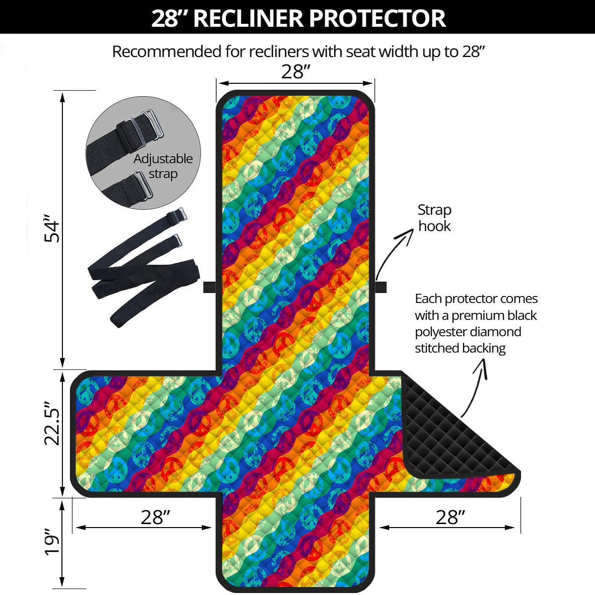 Abstract Rainbow Peace Signs And LGBT Print Pattern Recliner Protector-grizzshop