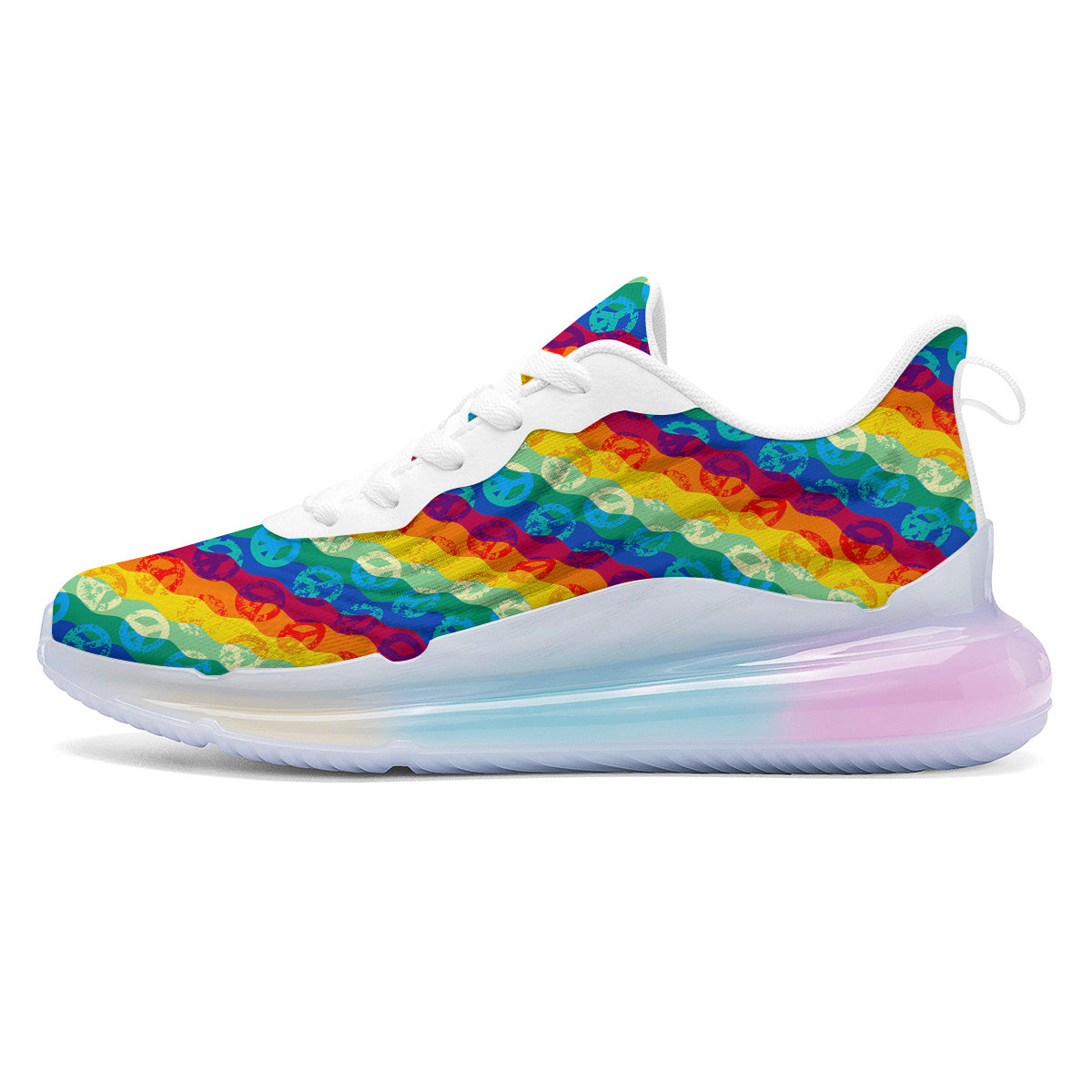 Abstract Rainbow Peace Signs And LGBT Print Pattern Running Sneakers-grizzshop