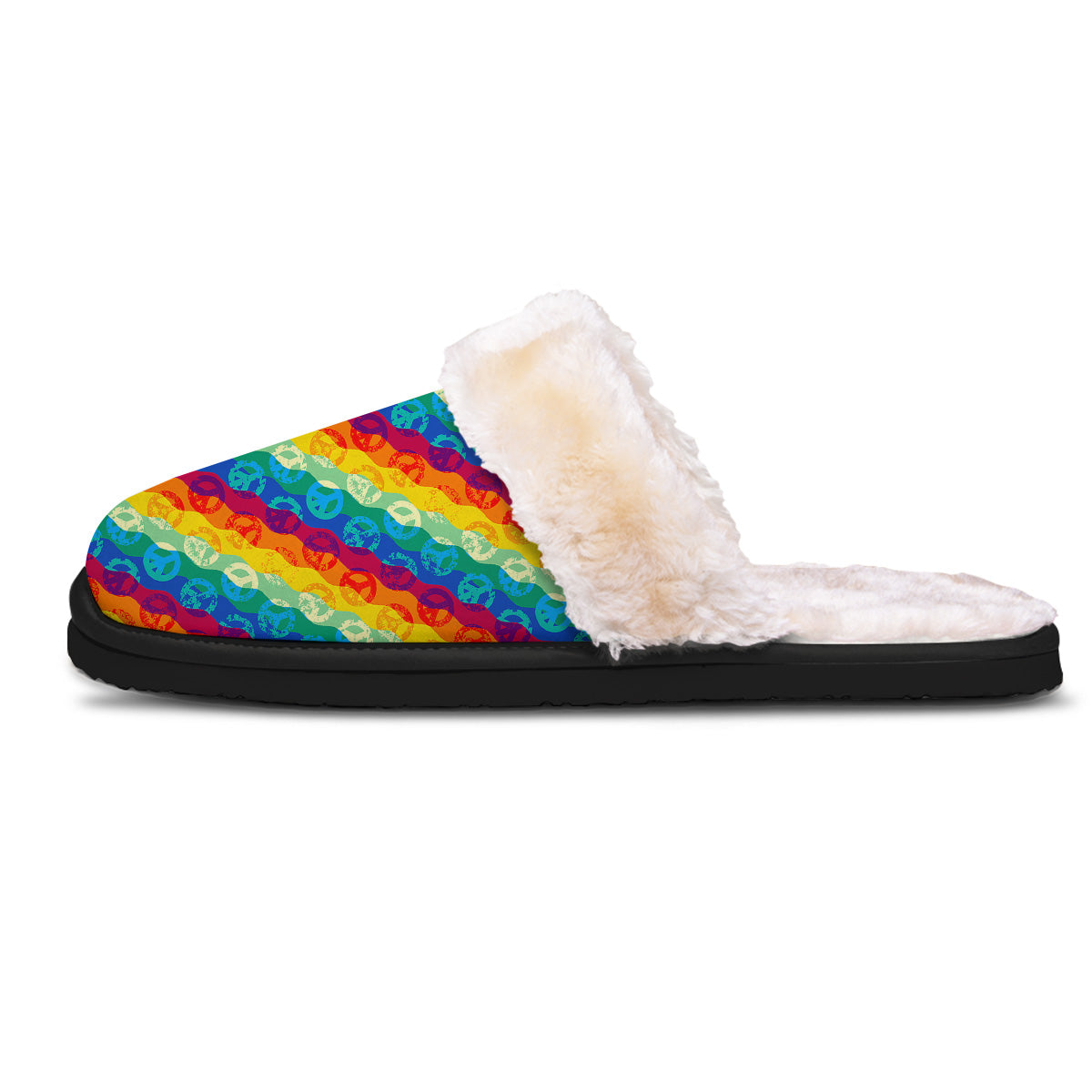 Abstract Rainbow Peace Signs And LGBT Print Pattern Slippers-grizzshop