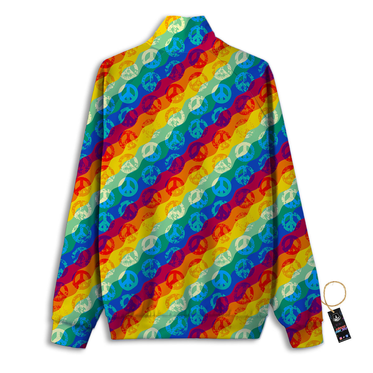 Abstract Rainbow Peace Signs And LGBT Print Pattern Track Jacket-grizzshop