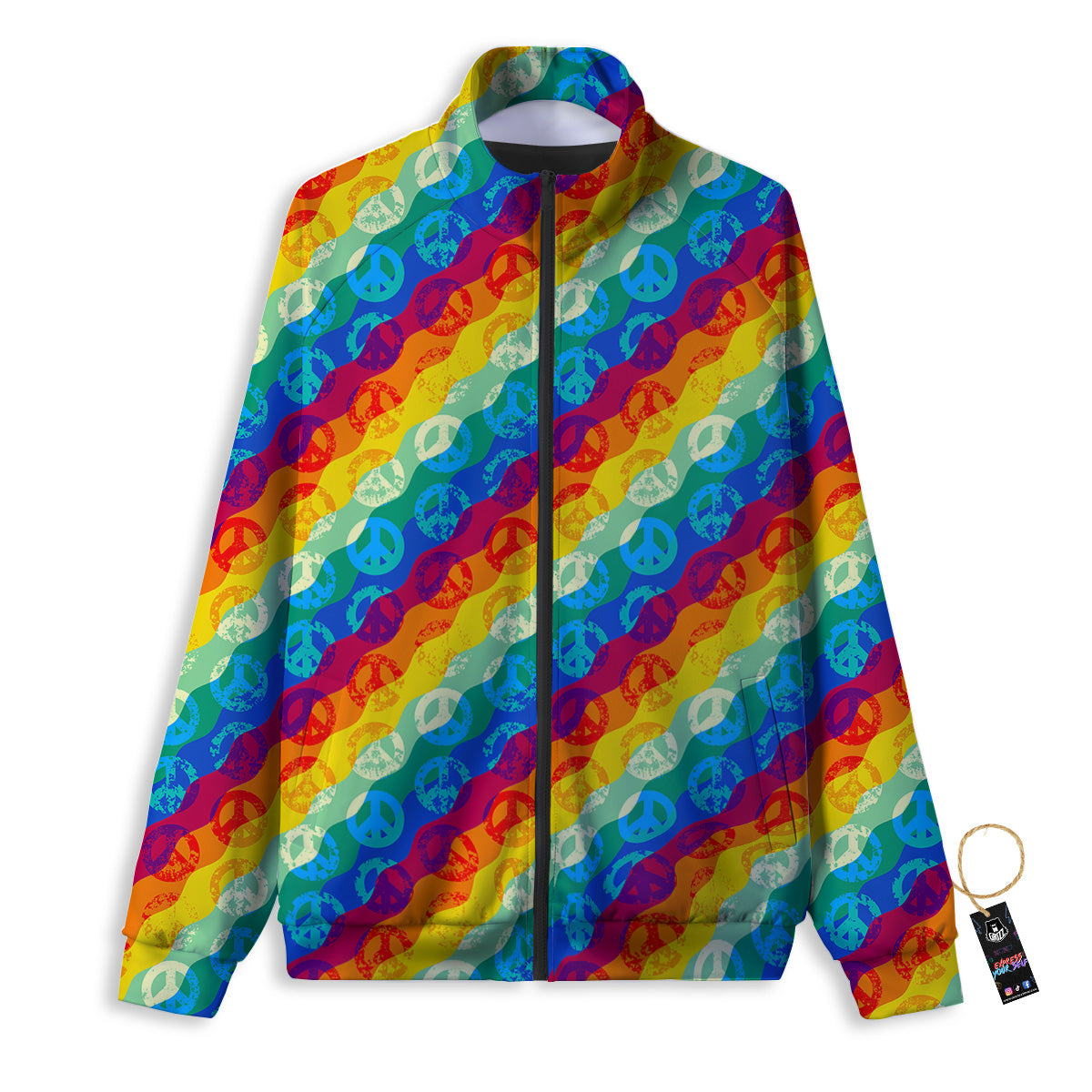 Abstract Rainbow Peace Signs And LGBT Print Pattern Track Jacket-grizzshop