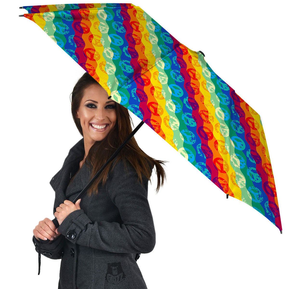 Abstract Rainbow Peace Signs And LGBT Print Pattern Umbrella-grizzshop