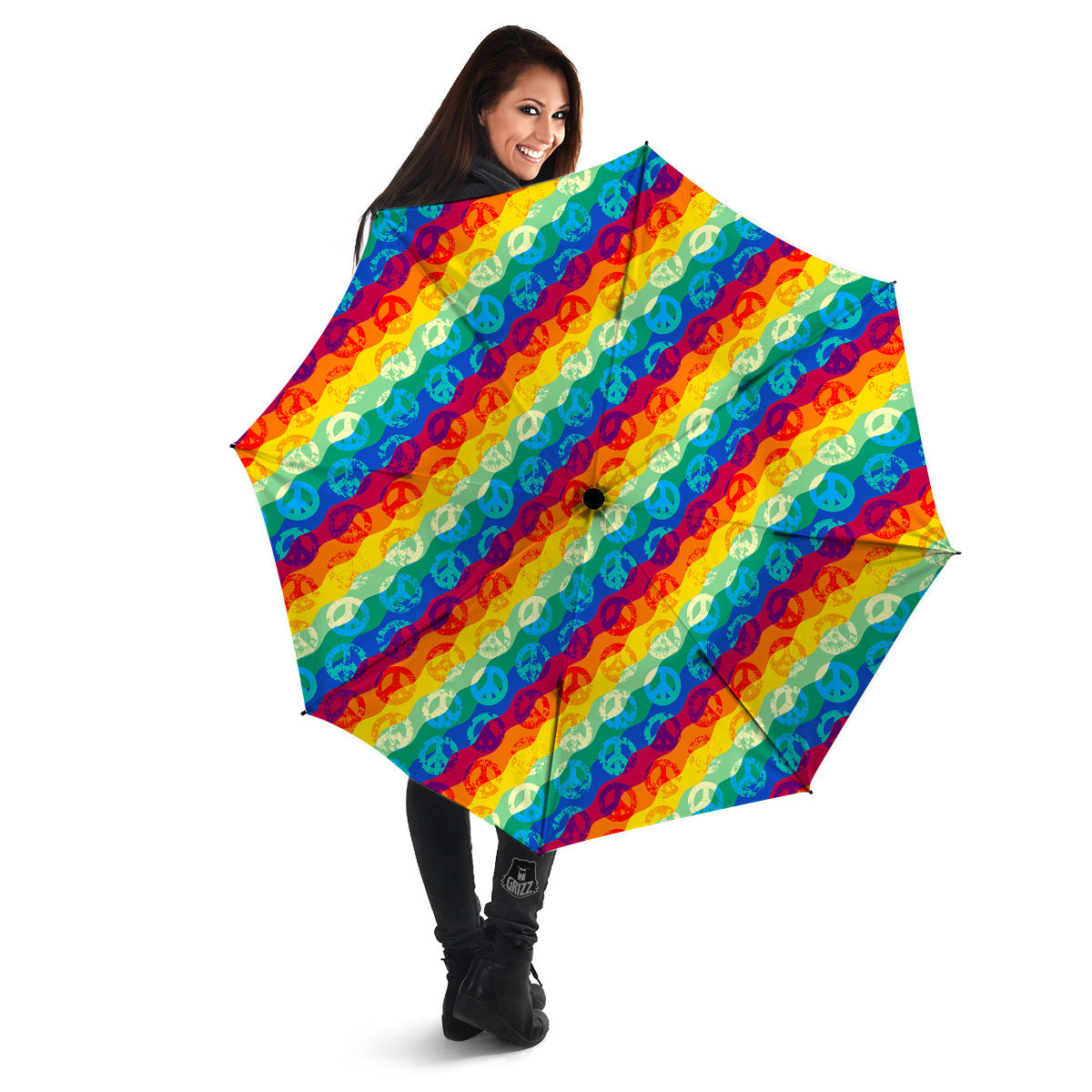 Abstract Rainbow Peace Signs And LGBT Print Pattern Umbrella-grizzshop