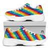 Abstract Rainbow Peace Signs And LGBT Print Pattern White Chunky Shoes-grizzshop