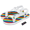 Abstract Rainbow Peace Signs And LGBT Print Pattern White Open Toe Sandals-grizzshop