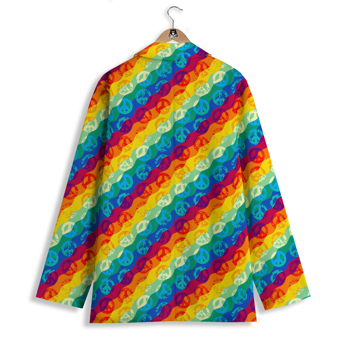 Abstract Rainbow Peace Signs And LGBT Print Pattern Women's Blazer-grizzshop