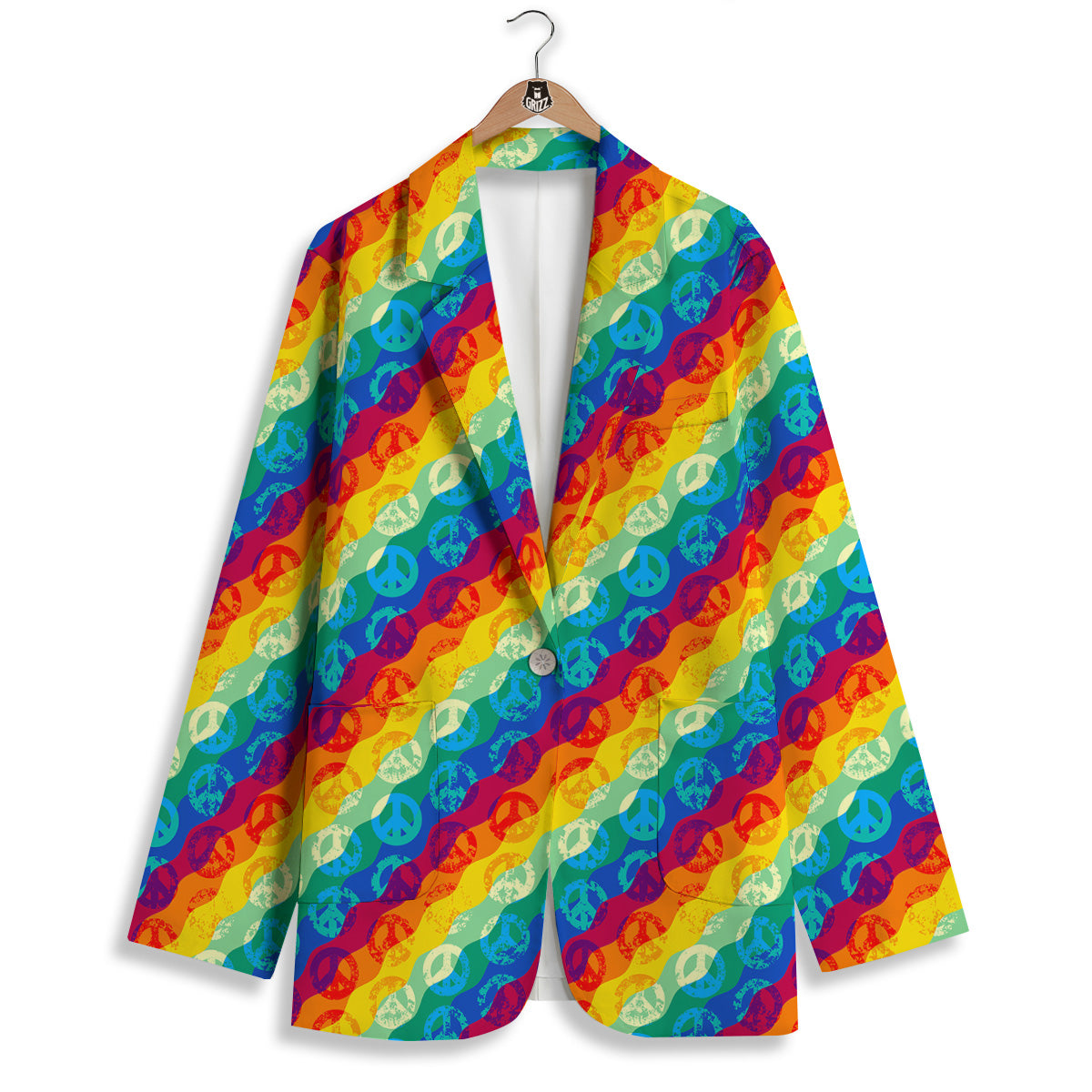 Abstract Rainbow Peace Signs And LGBT Print Pattern Women's Blazer-grizzshop