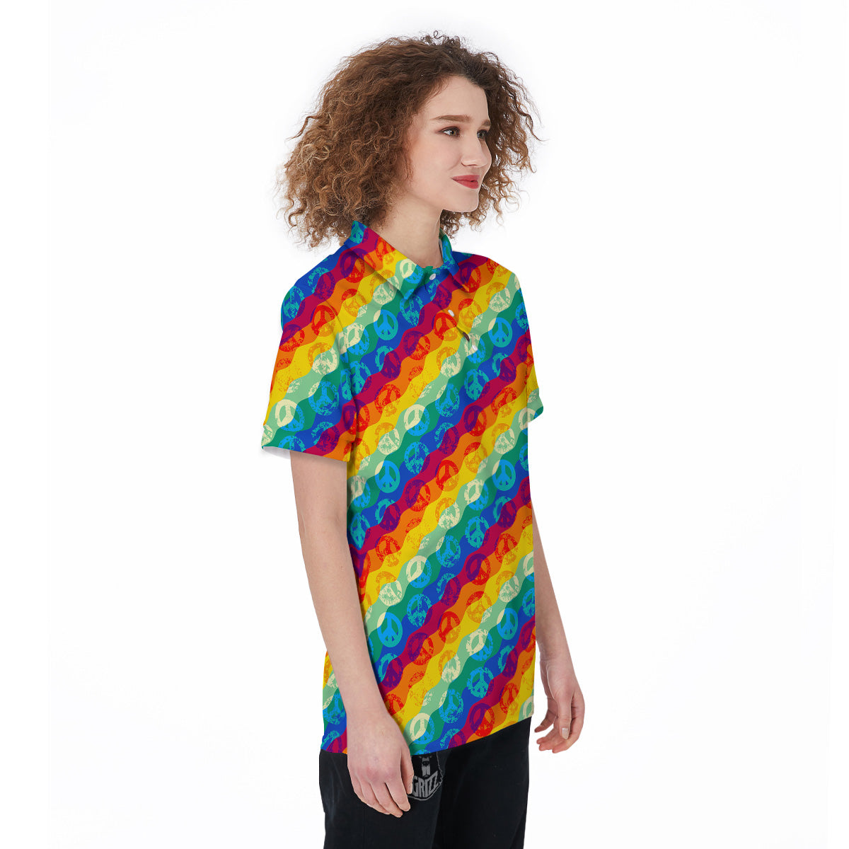 Abstract Rainbow Peace Signs And LGBT Print Pattern Women's Golf Shirts-grizzshop