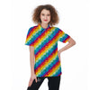 Abstract Rainbow Peace Signs And LGBT Print Pattern Women's Golf Shirts-grizzshop