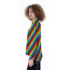 Abstract Rainbow Peace Signs And LGBT Print Pattern Women's Long Sleeve Shirts-grizzshop