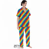 Abstract Rainbow Peace Signs And LGBT Print Pattern Women's Pajamas Set-grizzshop