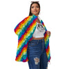 Abstract Rainbow Peace Signs And LGBT Print Pattern Women's Sherpa Jacket-grizzshop