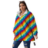 Abstract Rainbow Peace Signs And LGBT Print Pattern Women's Sherpa Jacket-grizzshop