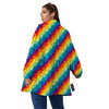 Abstract Rainbow Peace Signs And LGBT Print Pattern Women's Sherpa Jacket-grizzshop