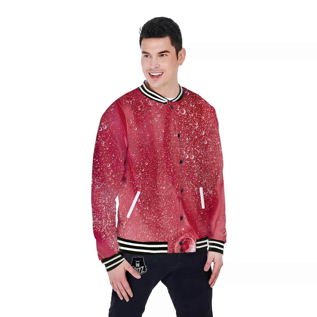 Abstract Red Liquid Baseball Jacket-grizzshop