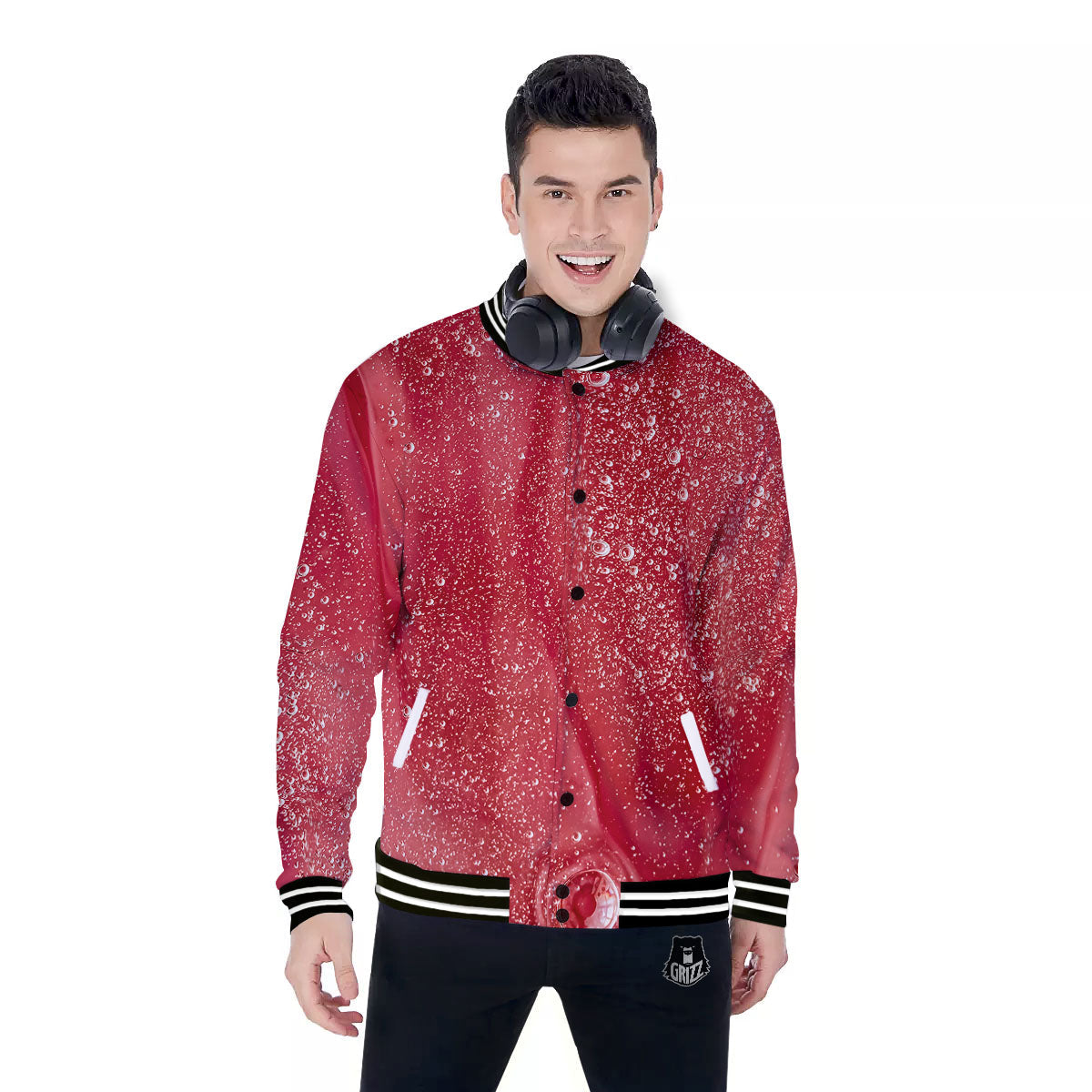 Abstract Red Liquid Baseball Jacket-grizzshop