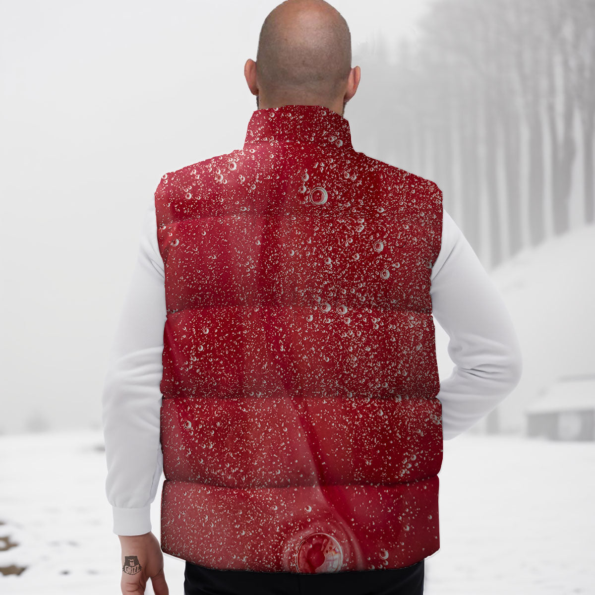 Abstract Red Liquid Down Vest-grizzshop
