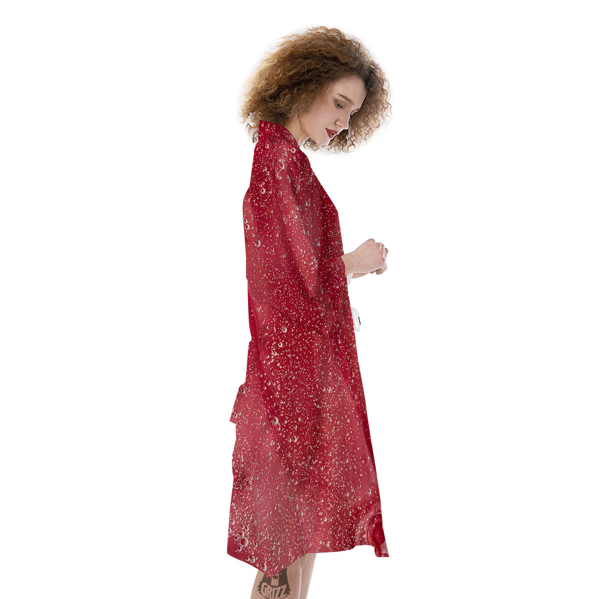 Abstract Red Liquid Kimono-grizzshop