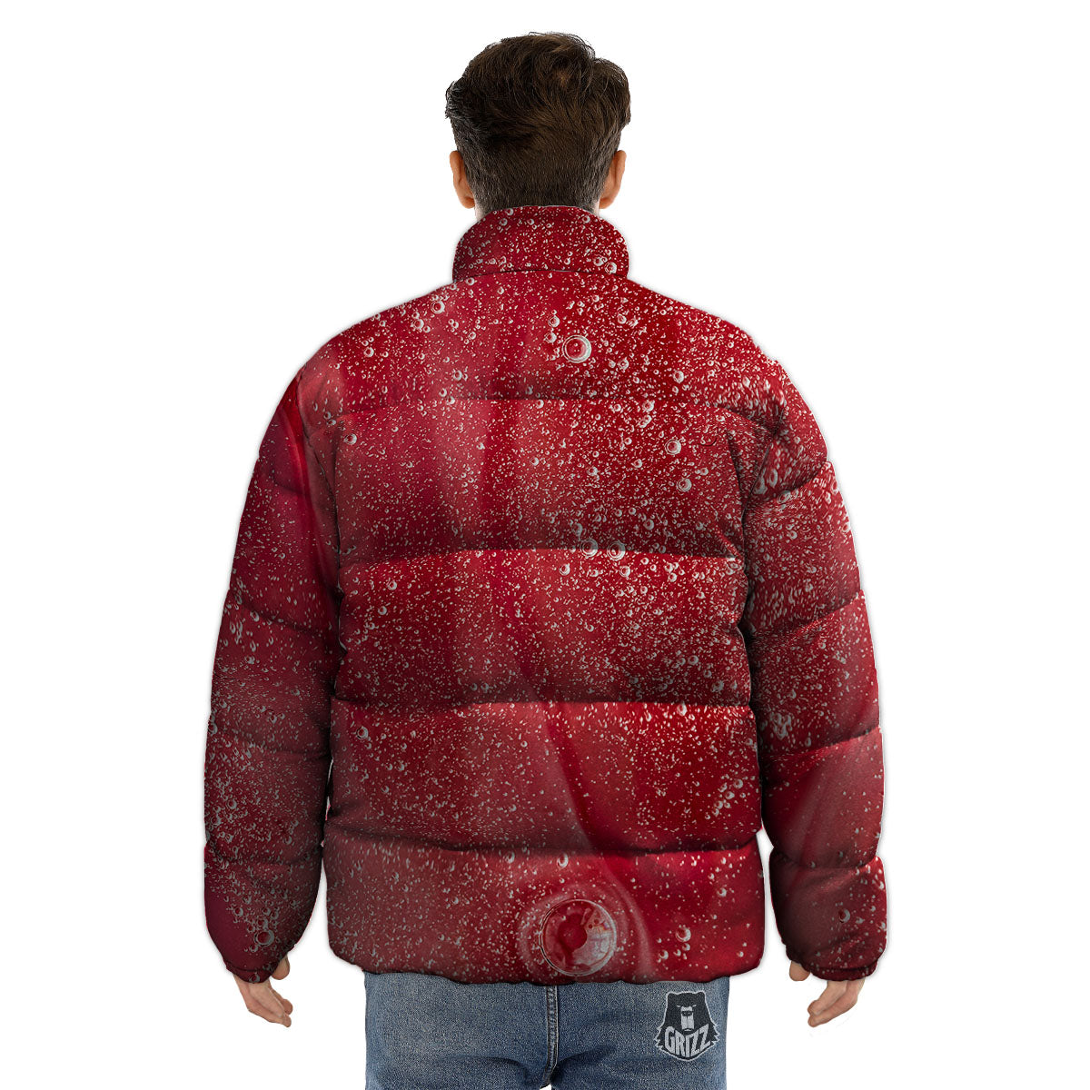Abstract Red Liquid Puffer Jacket-grizzshop