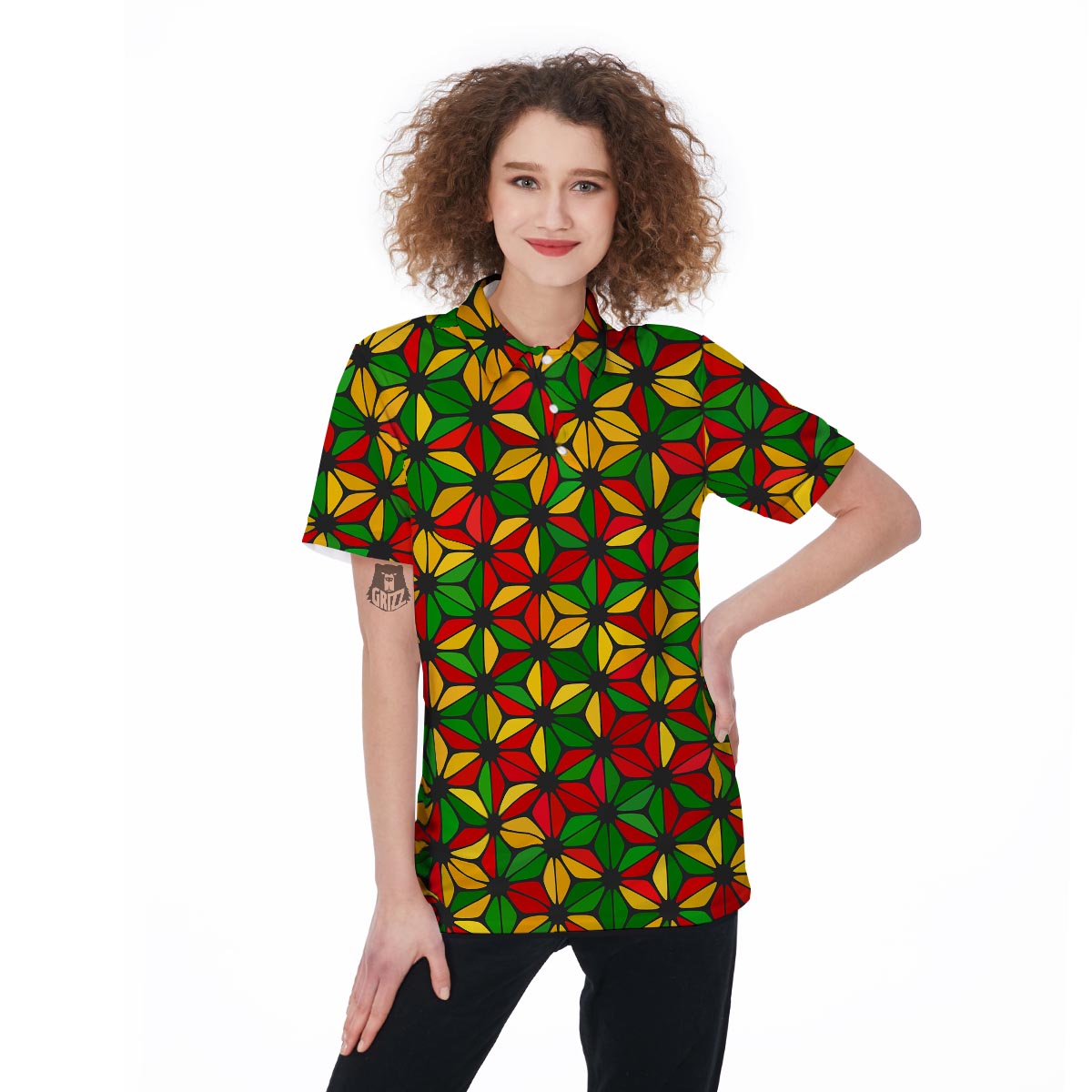 Abstract Reggae Rasta Women's Golf Shirts-grizzshop