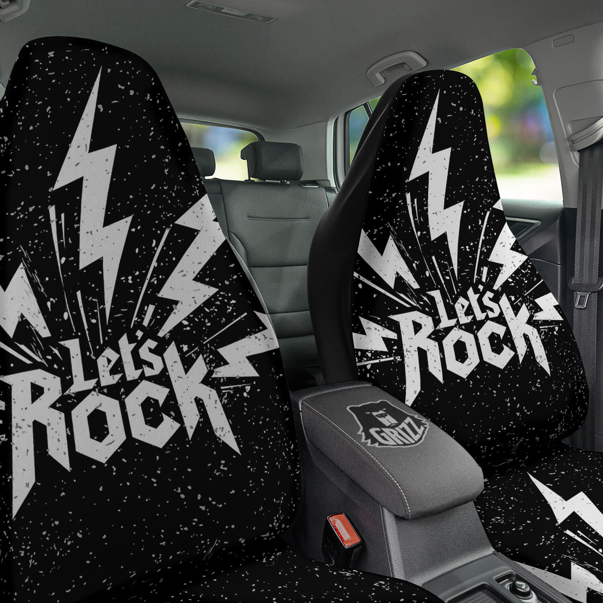 Abstract Rock Grunge Monochrome Print Car Seat Covers-grizzshop